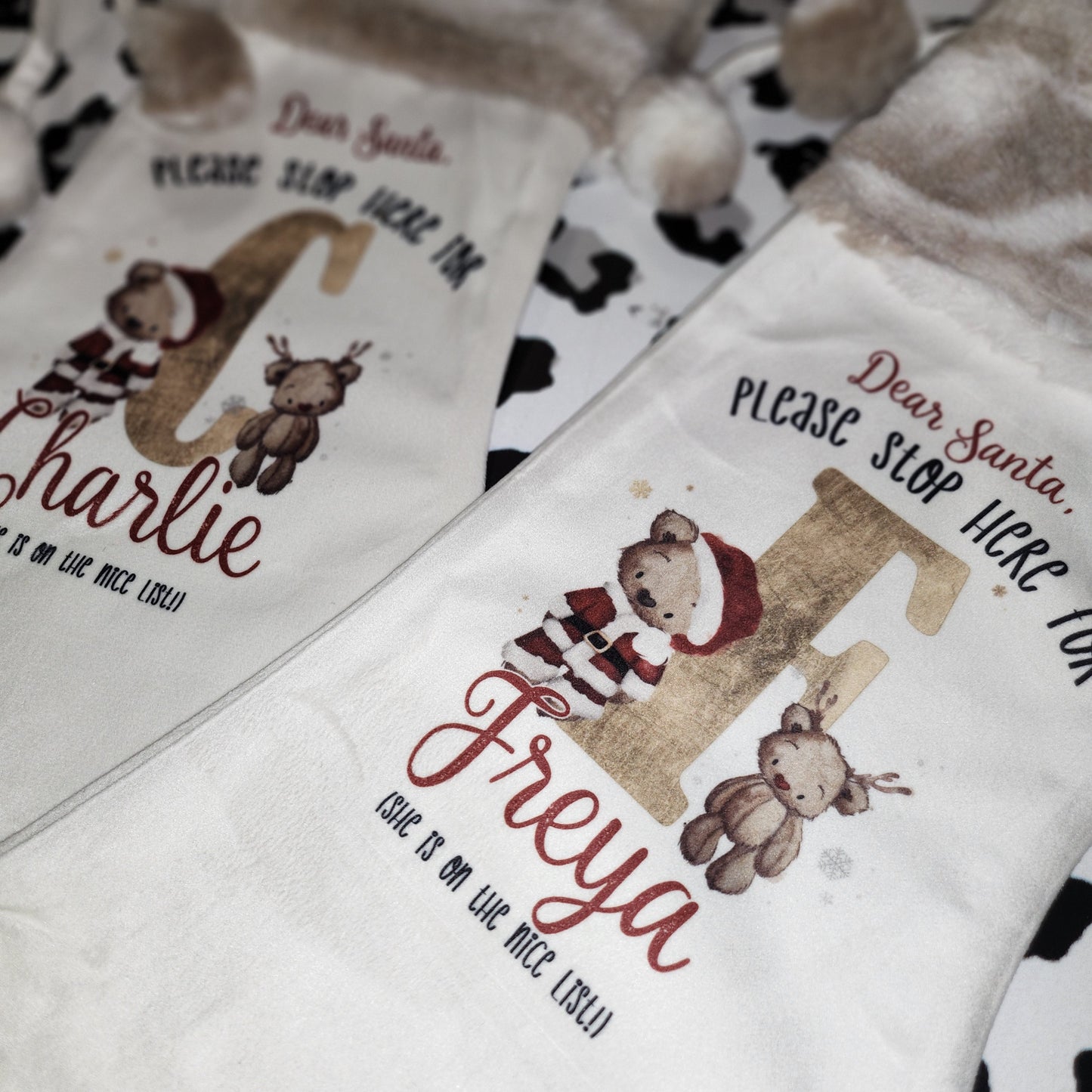 LUXURY fur top personalised Christmas stocking - Santa letter