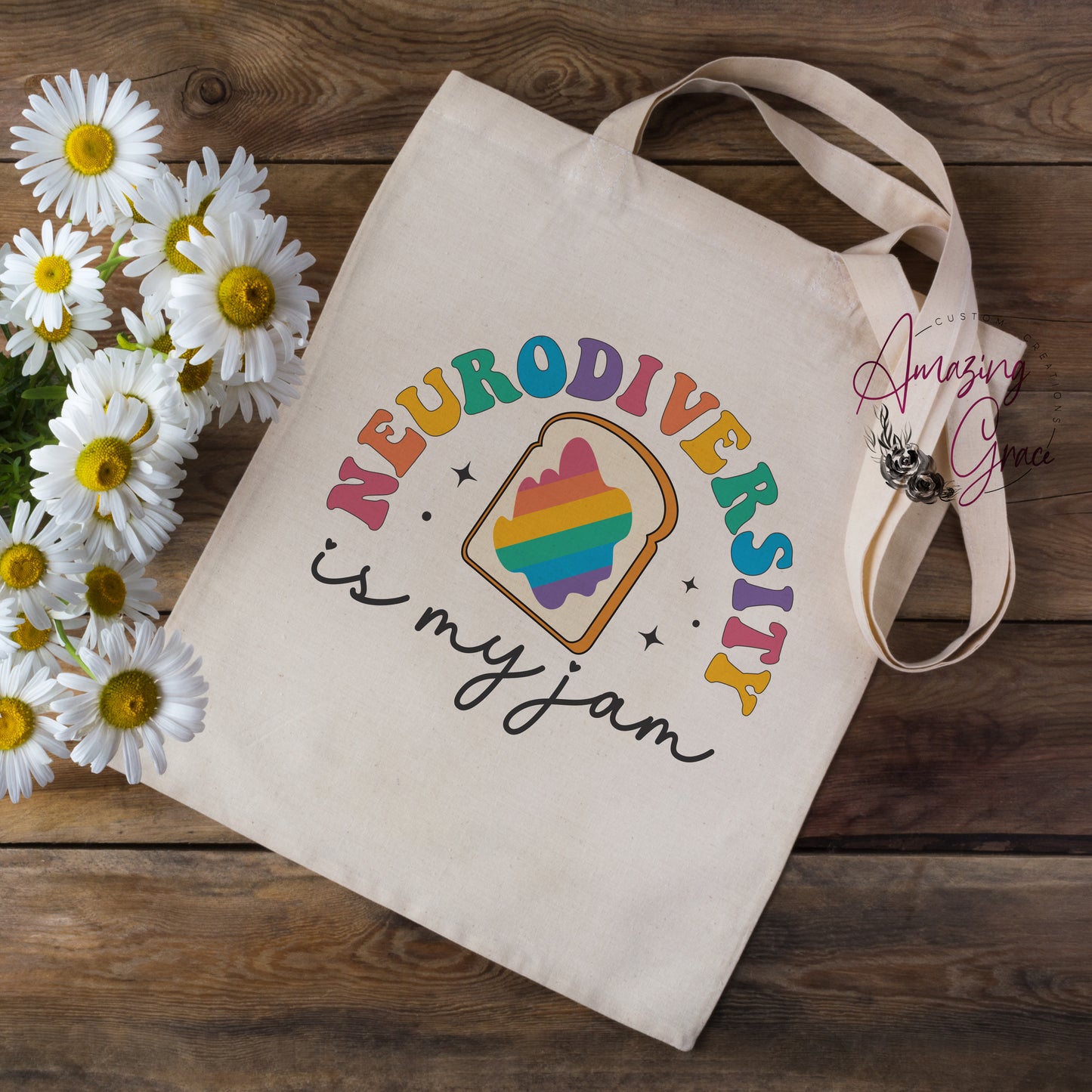 NEURODIVERSTY SLOGAN tote bag