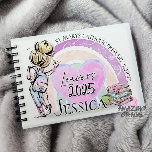 Personalised A6 leavers book - RAINBOW