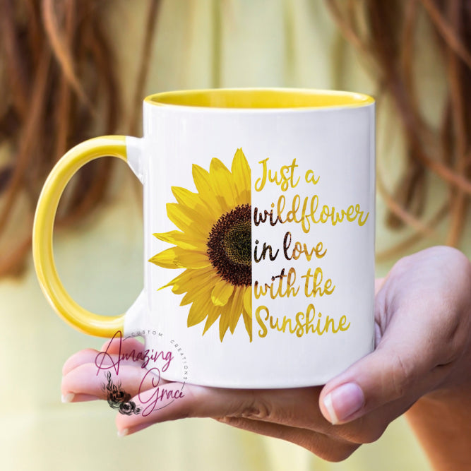 Just a wildflower positivity theme mug & Coaster