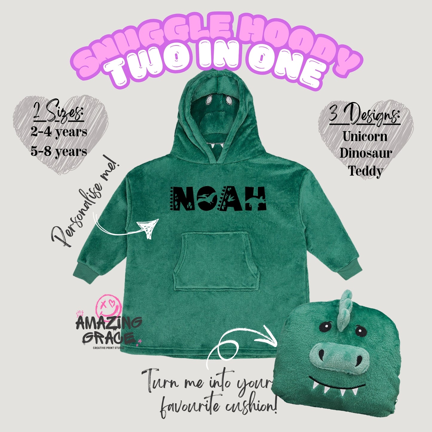 KIDS Oversize supersoft blanket hoodie & cushion/teddy
