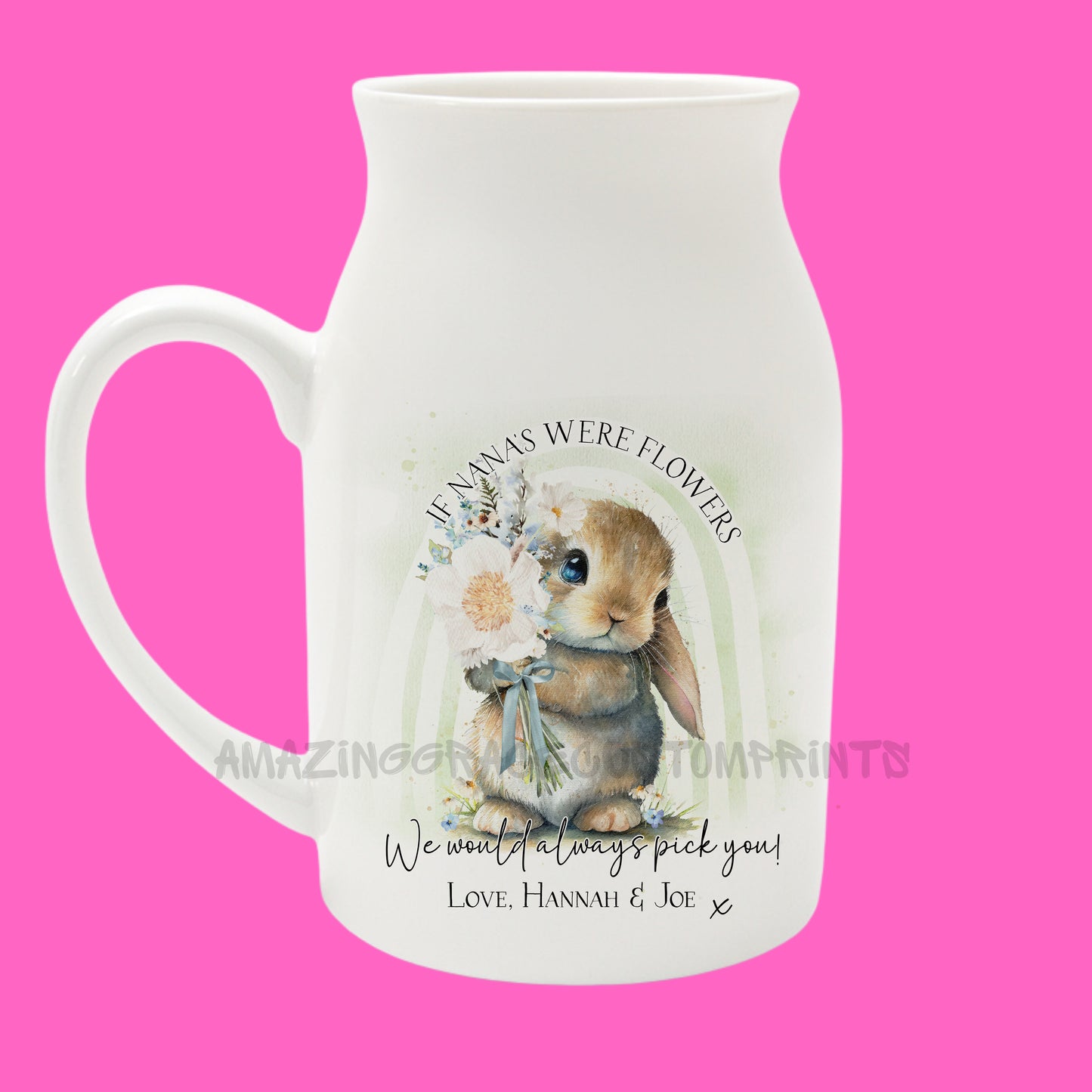 Ceramic Milk Jug/Flower Vase (Bunny) - Personalised