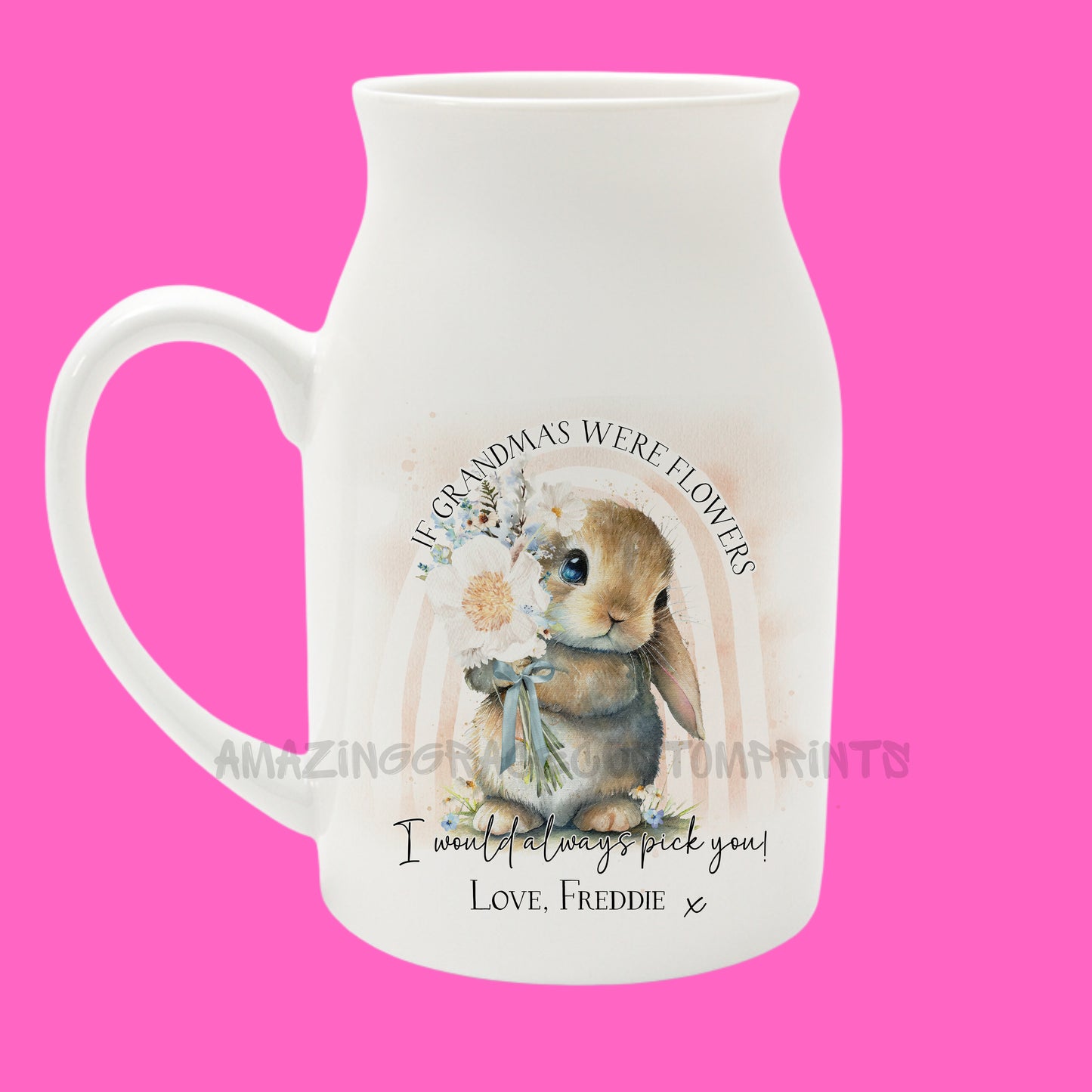 Ceramic Milk Jug/Flower Vase (Bunny) - Personalised