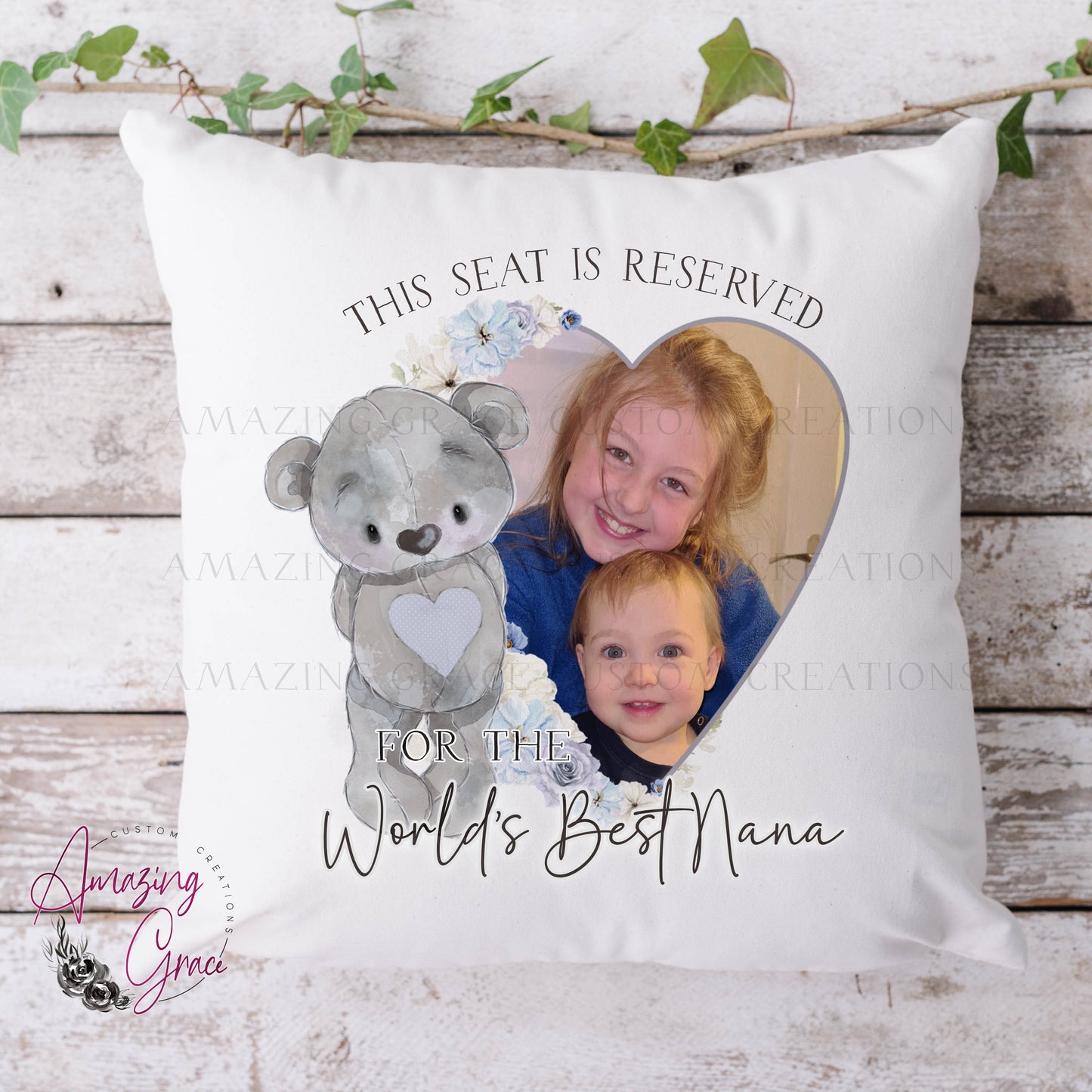 Mothers Day personalised photo cushion