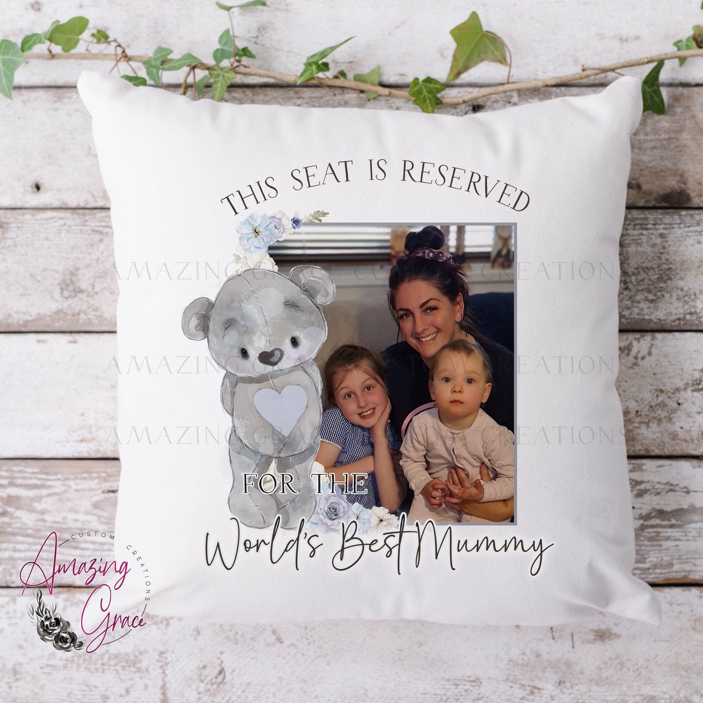 Mothers Day personalised photo cushion