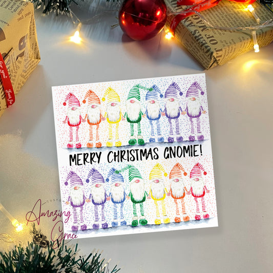 Rainbow Christmas Gnomies card