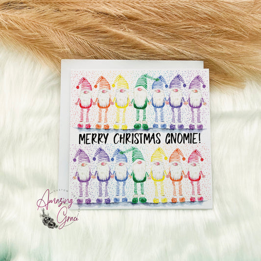 Rainbow Christmas Gnomies card
