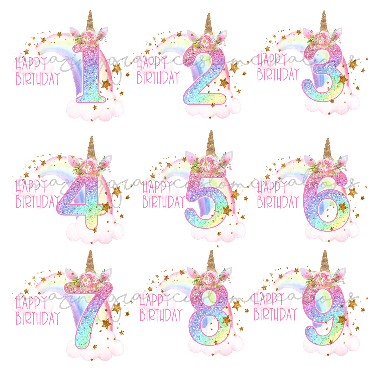 Birthday T-Shirt UNICORN & RAINBOW NUMBER