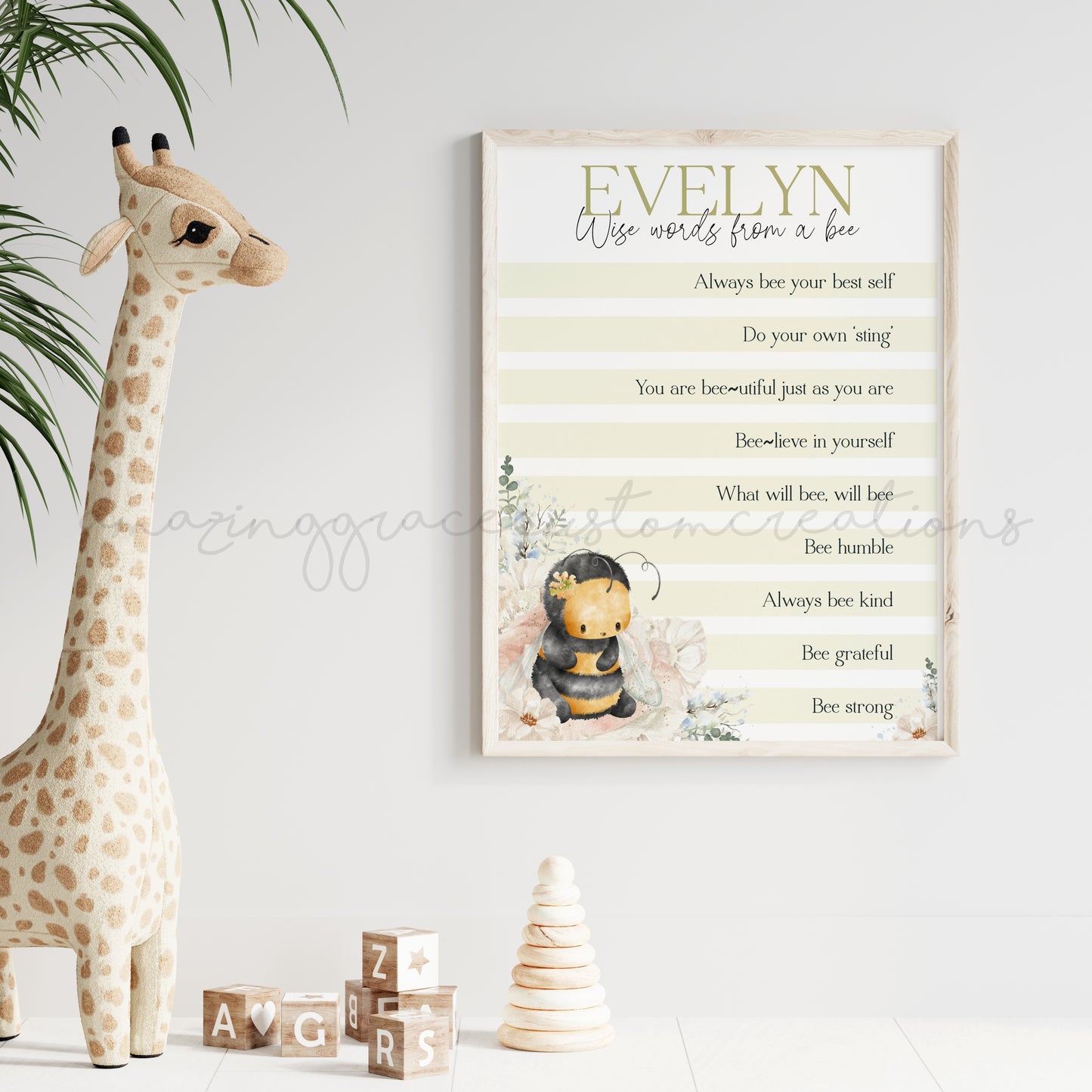 Personalised A4 positivity print - Wise words from a Bee