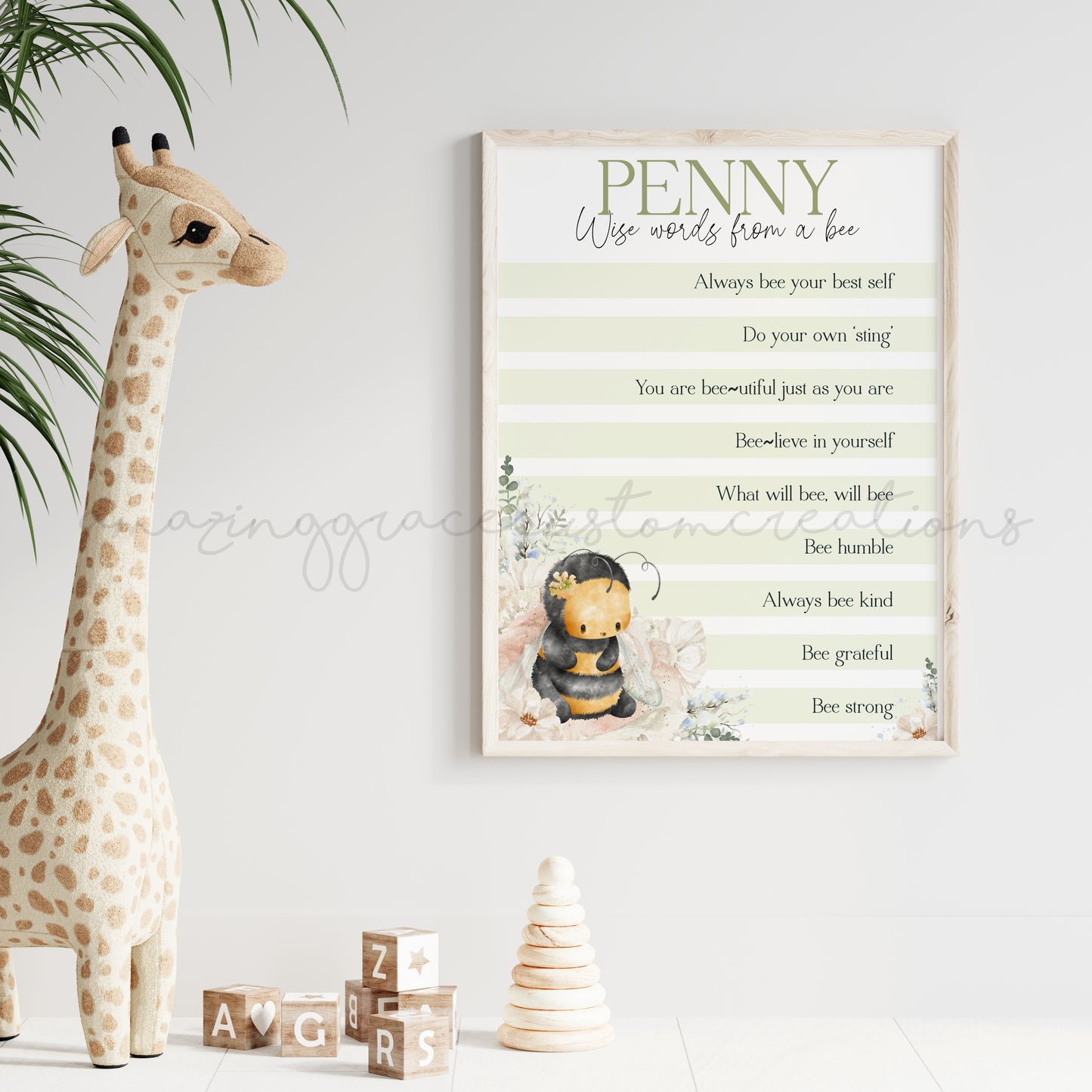 Personalised A4 positivity print - Wise words from a Bee