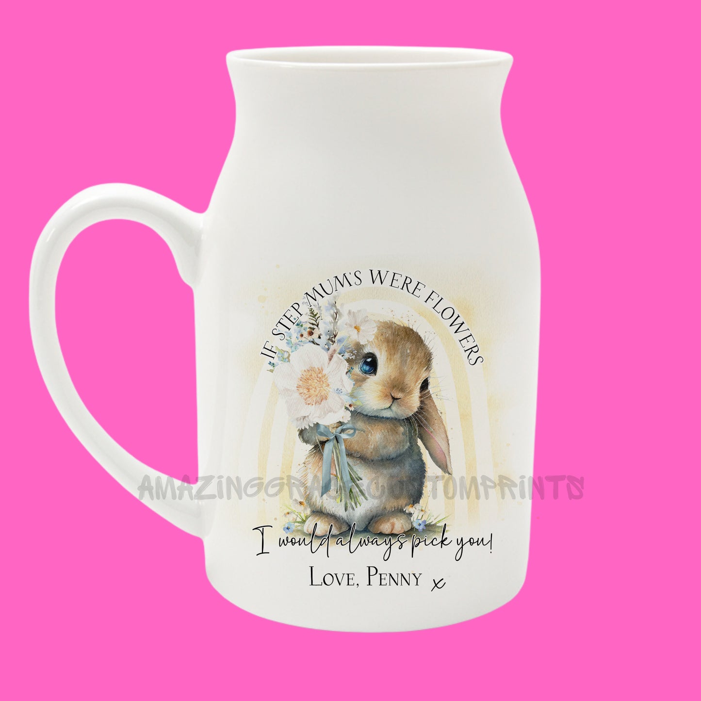Ceramic Milk Jug/Flower Vase (Bunny) - Personalised