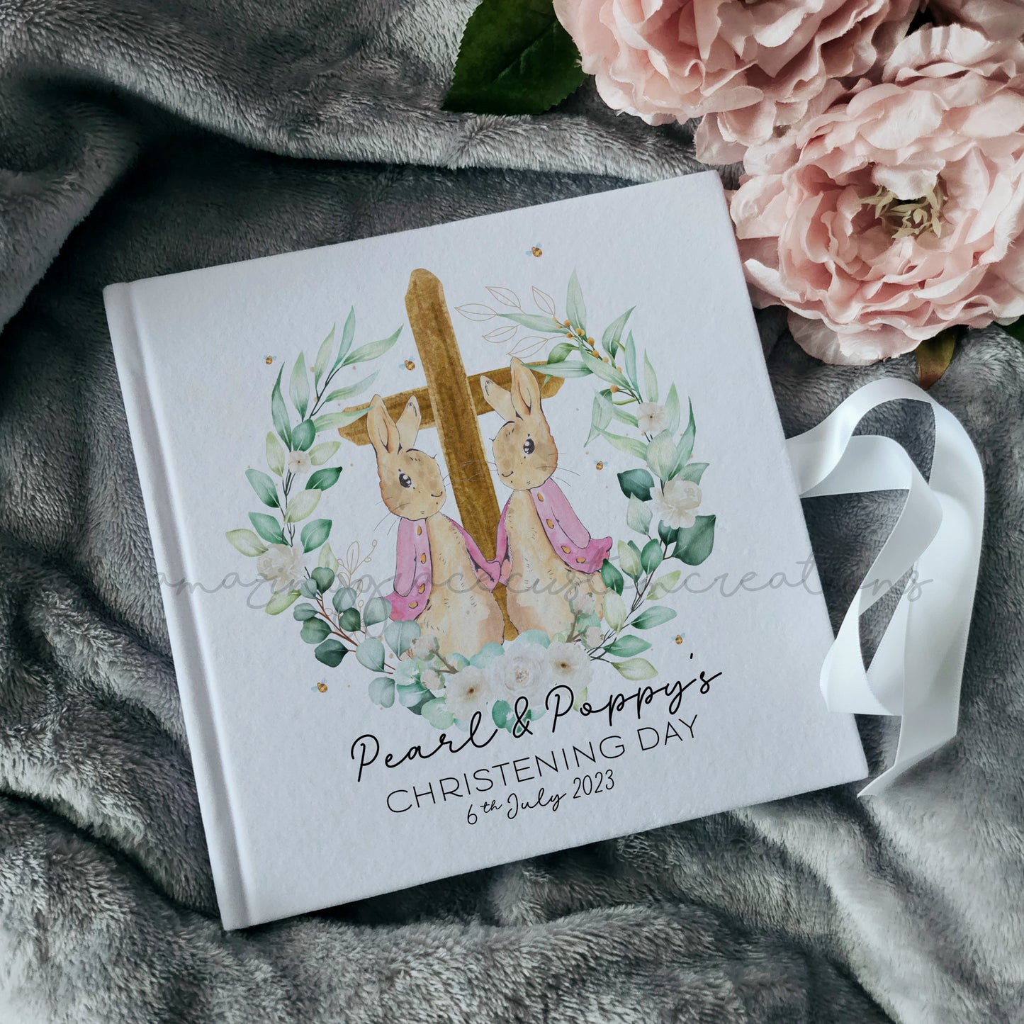 Personalised twins christening guestbook