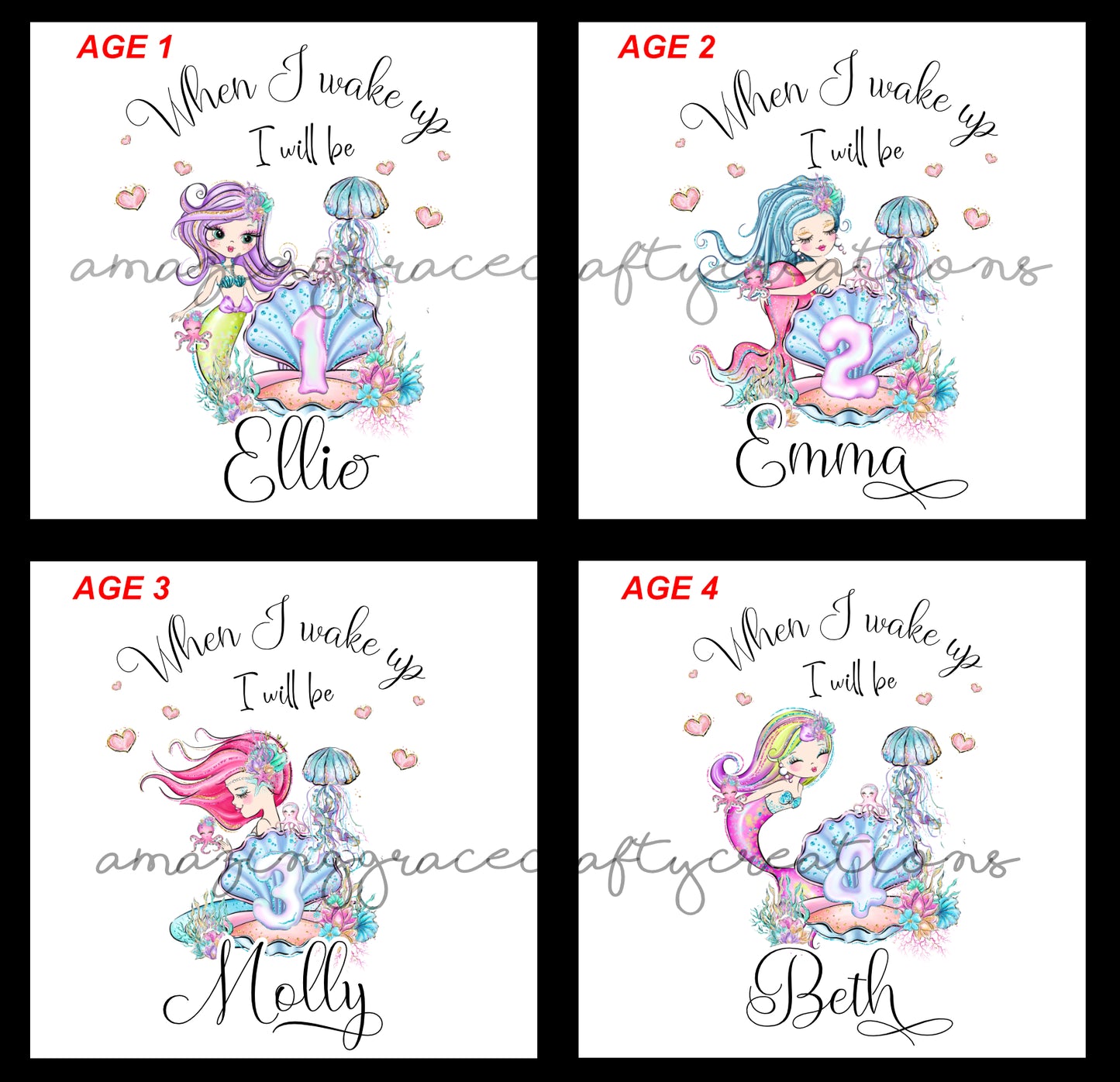 Toddler birthday PJ's - Pink MERMAID DESIGN