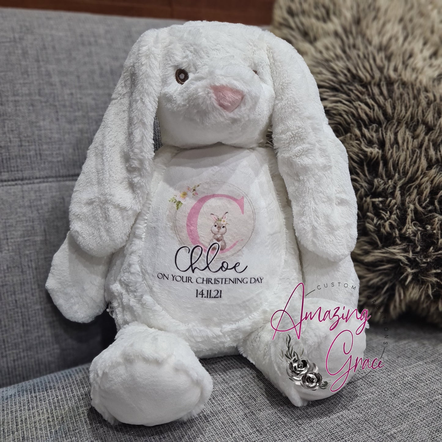 Personalised Bunny teddy - Christening