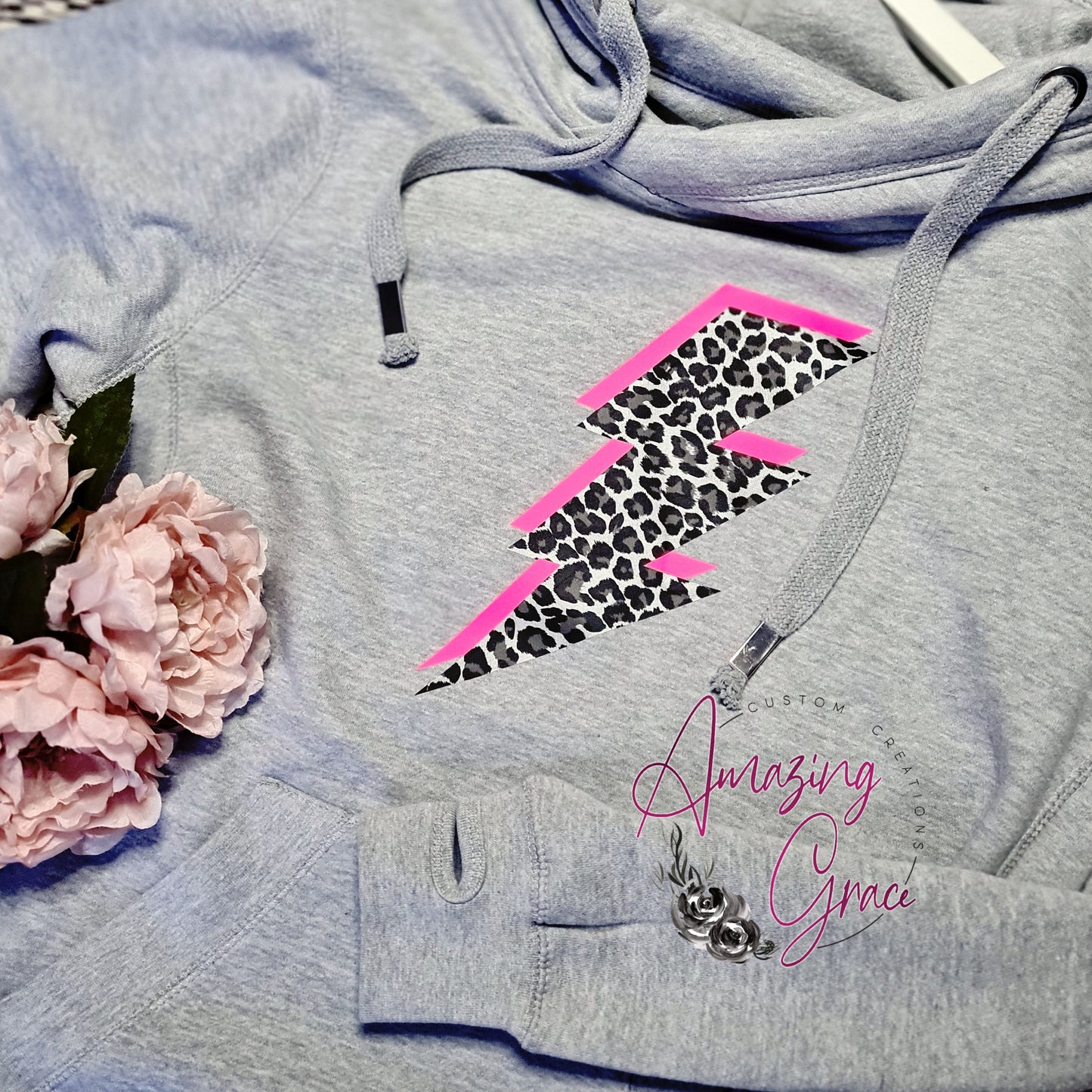 Chunky neck hoodie NEON LIGHTNING BOLT