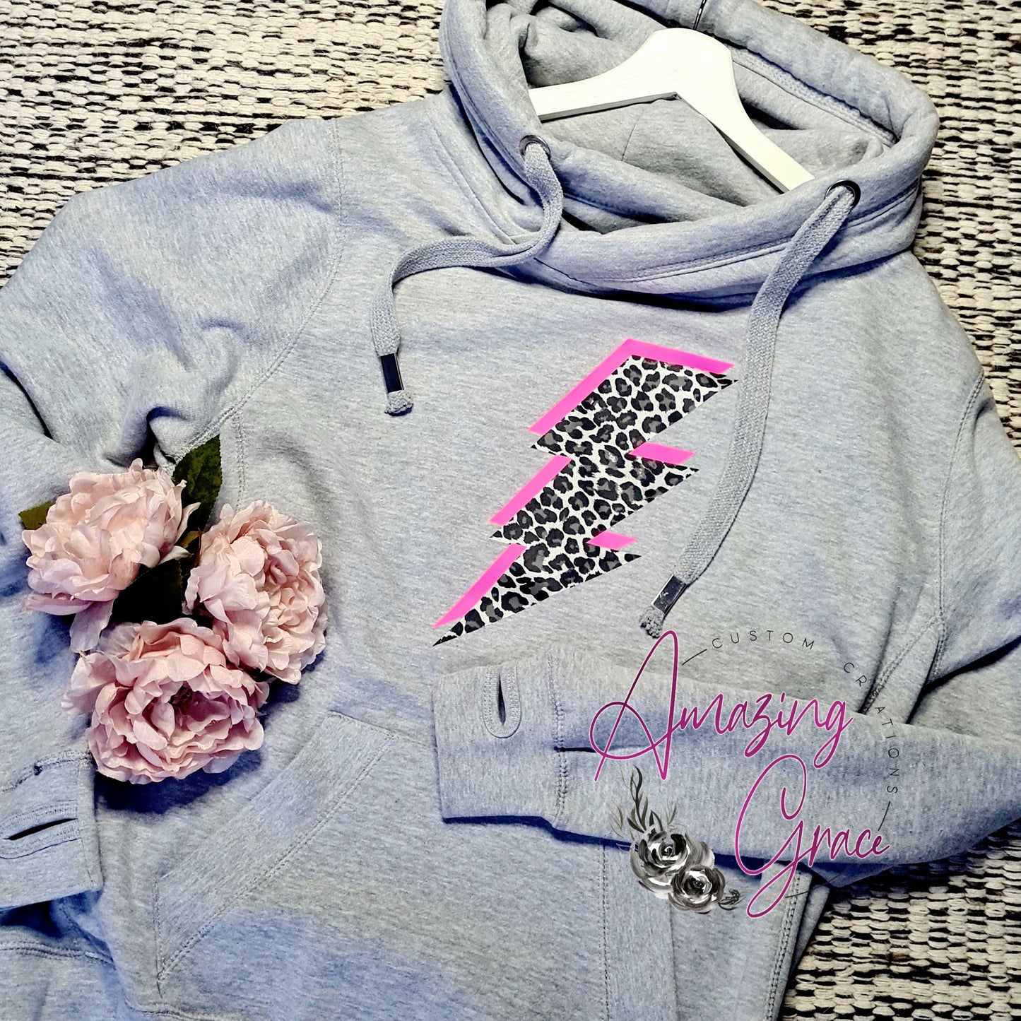 Chunky neck hoodie NEON LIGHTNING BOLT