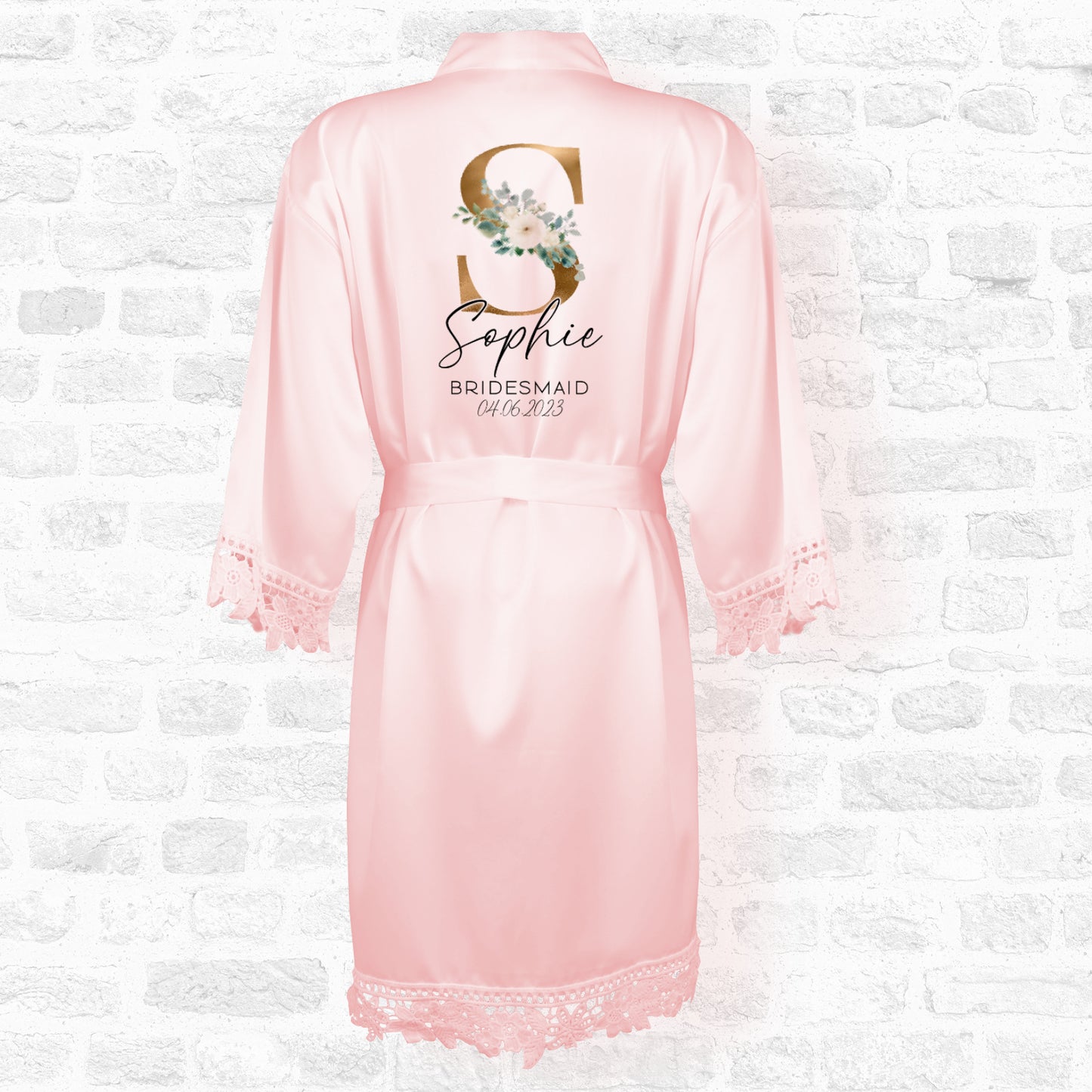 Children & Adults Personalised Printed Letter Satin Wedding Robes