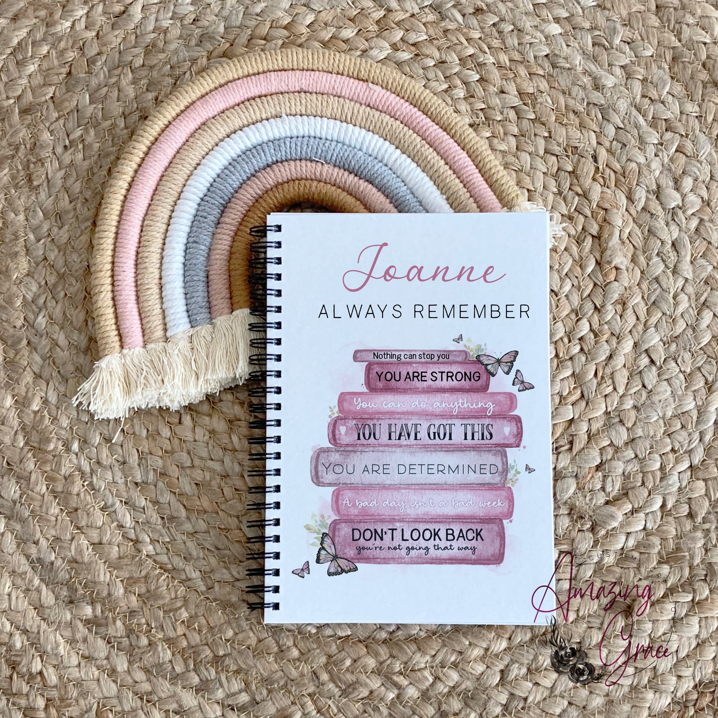 Personalised positive affirmations bookstack note book