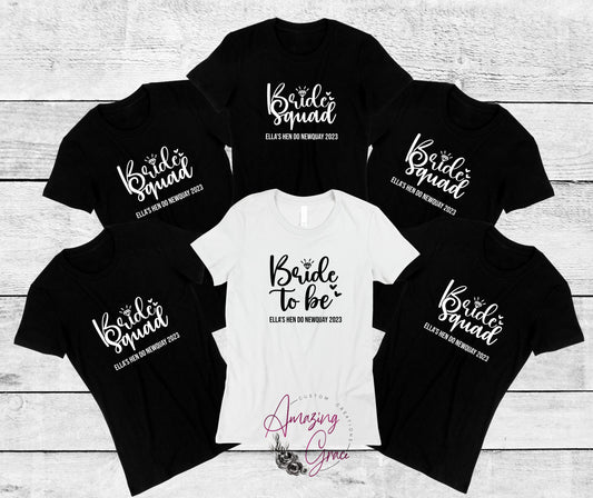 BRIDE SQUAD / BRIDE TO BE hen do group t-shirts