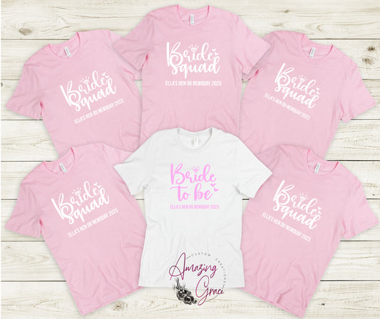 BRIDE SQUAD / BRIDE TO BE hen do group t-shirts