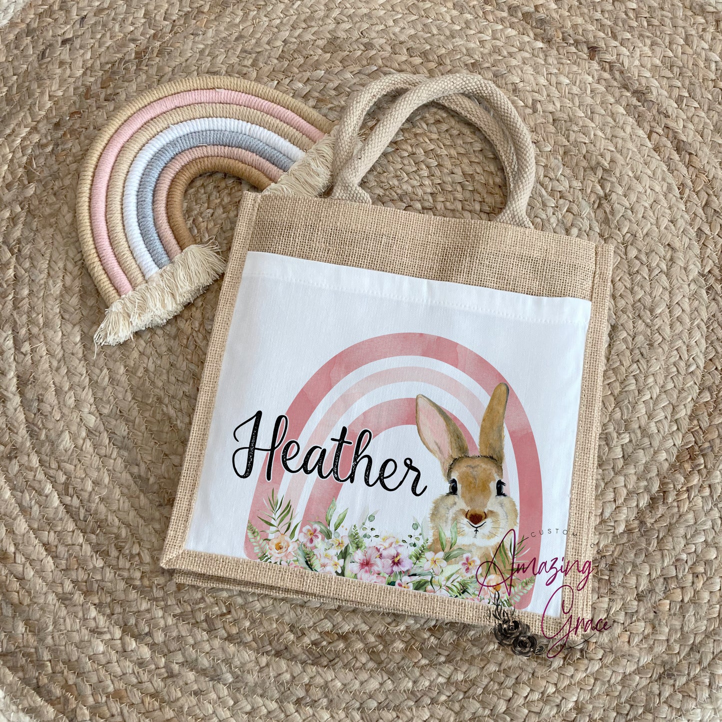 Personalised Easter treat jute bag - 3 sizes