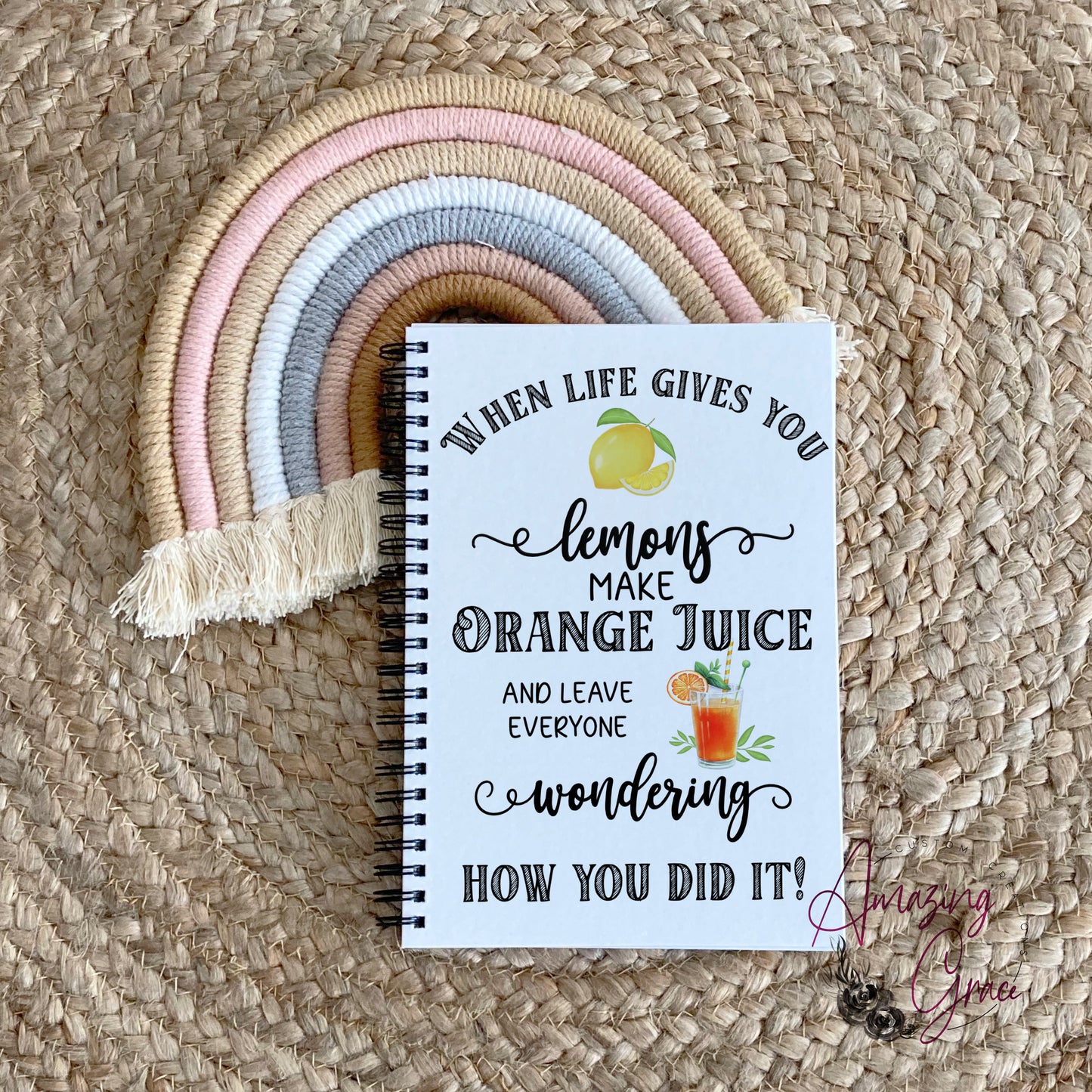 Make Orange juice positive affirmations note book