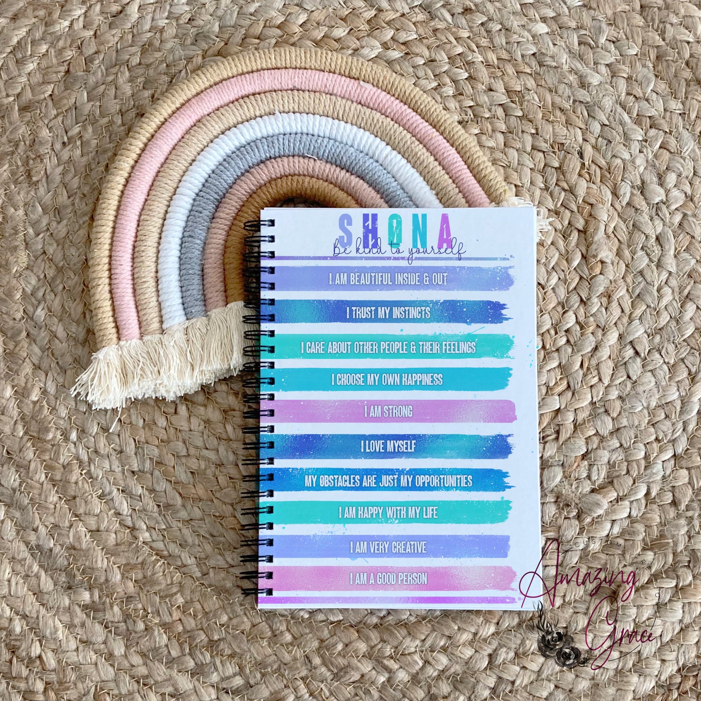 Personalised positive affirmations note book