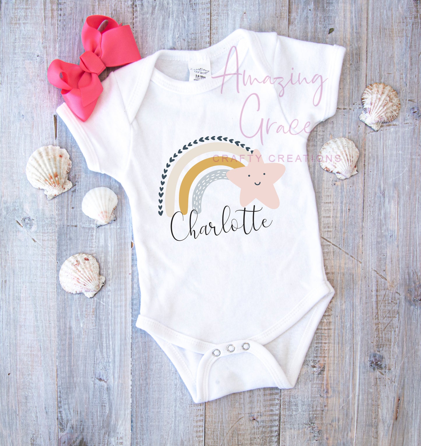 Rainbow design personalised baby vest