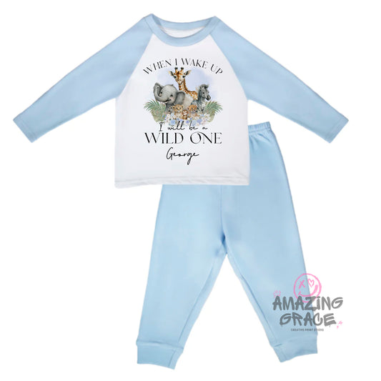 Personalised birthday pyjama's - WILD ONE/TWO WILD SAFARI