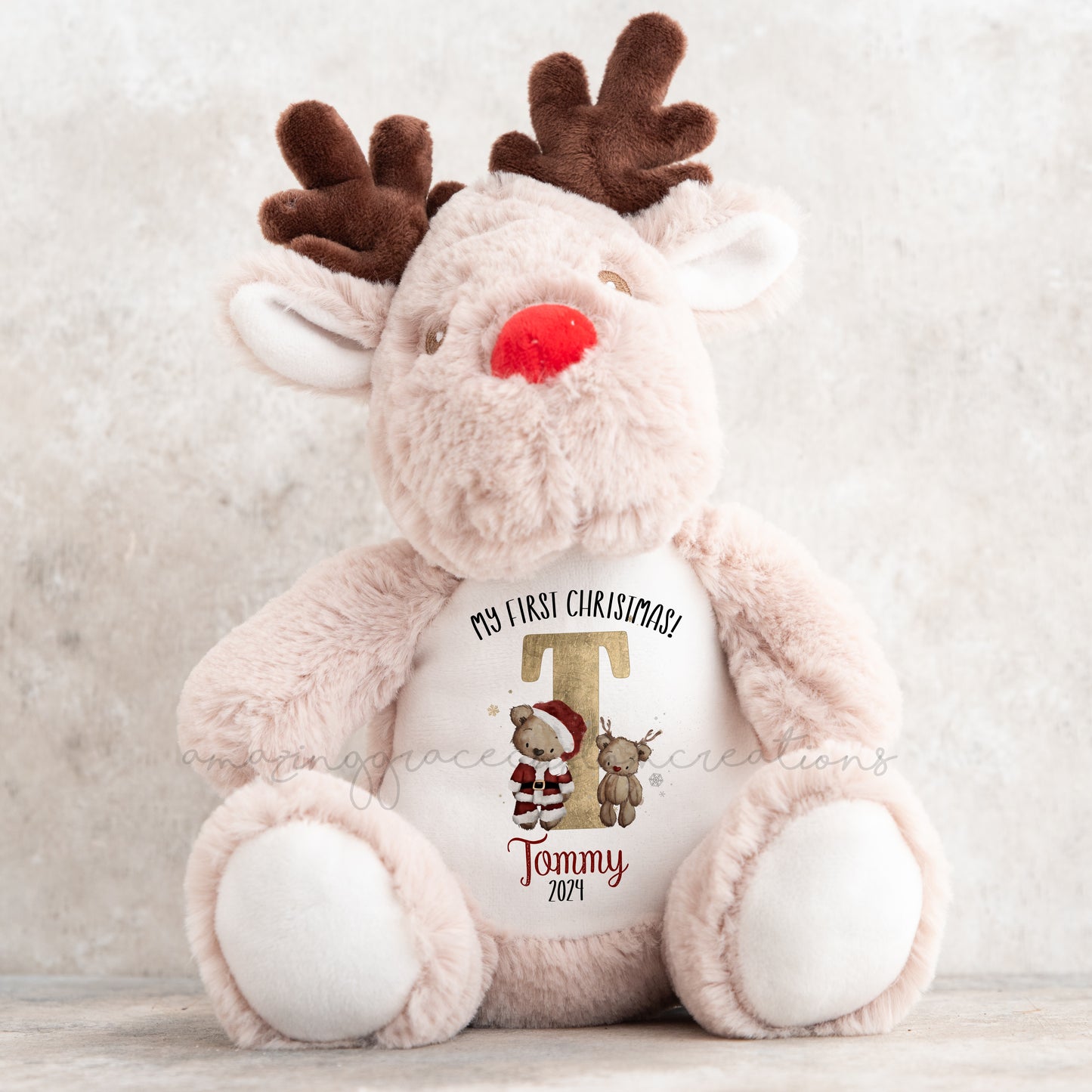 My 1st Christmas Personalised Reindeer Christmas teddy