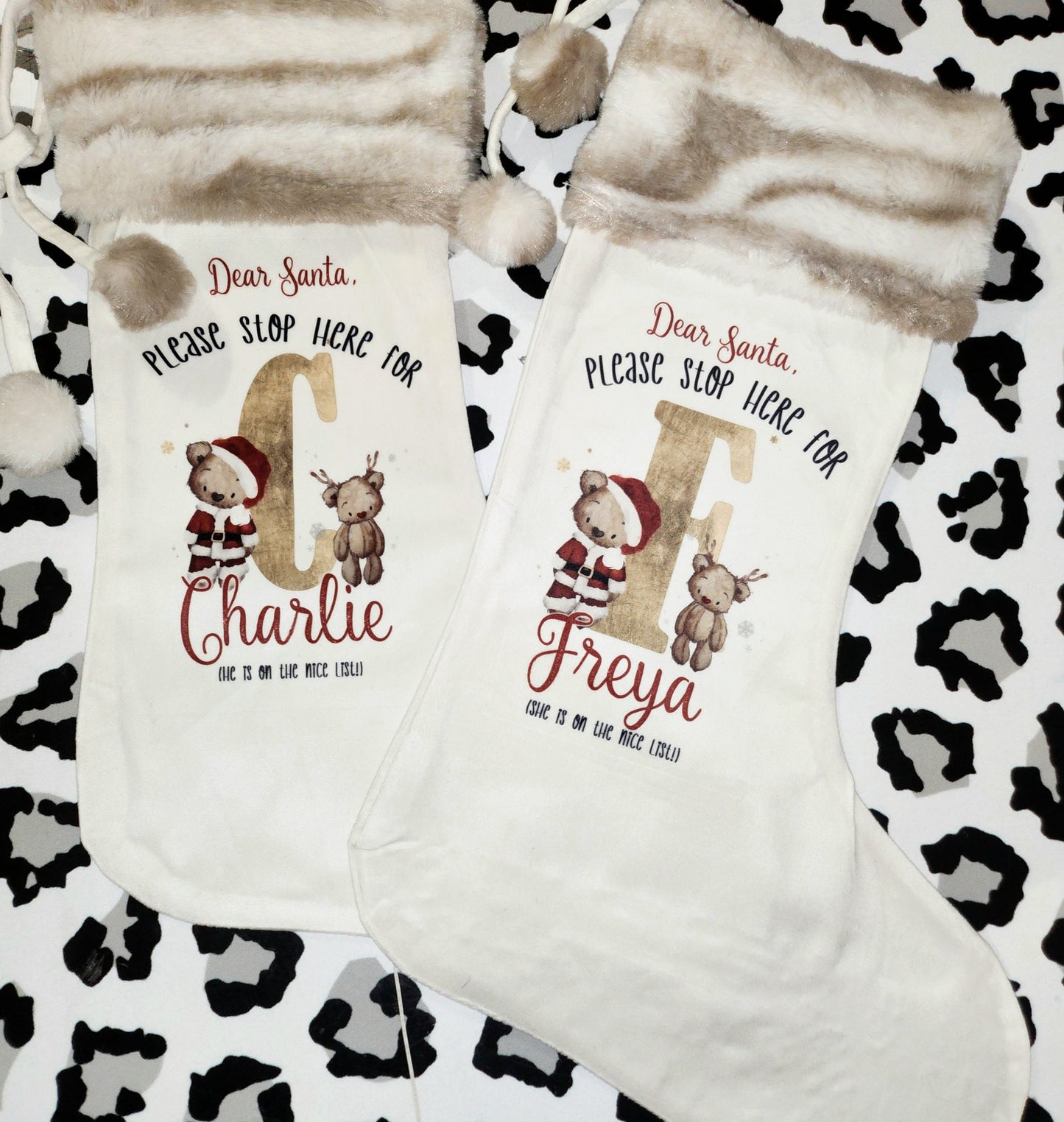 LUXURY fur top personalised Christmas stocking - Santa letter