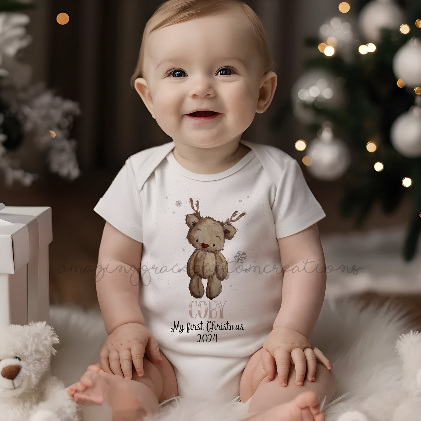 REINBOW - 1st Christmas Baby Grow / Sleepsuit