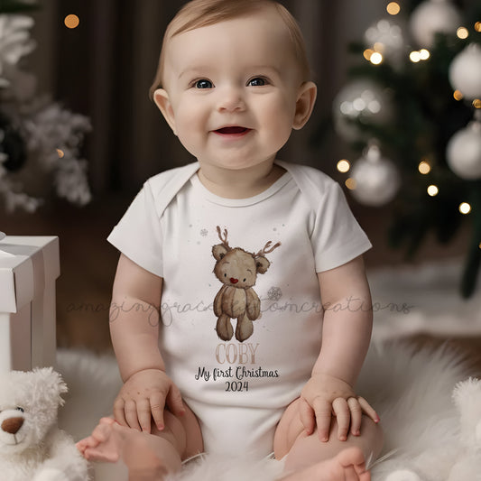 REINBEAR - 1st Christmas Baby Grow / Sleepsuit