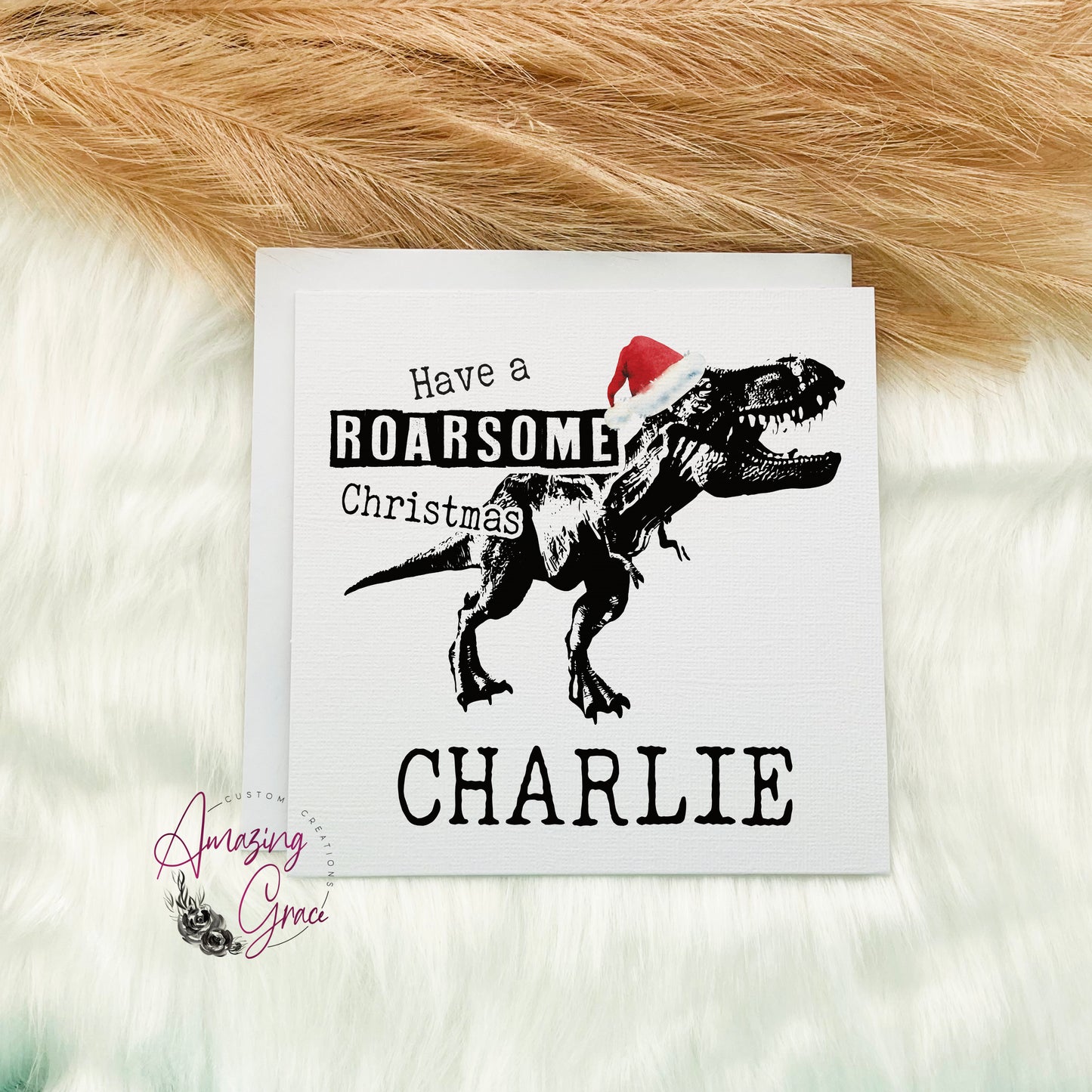 Personalised dinosaur Christmas card