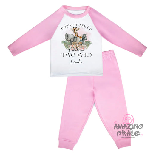 Personalised birthday pyjama's - WILD ONE/TWO WILD SAFARI