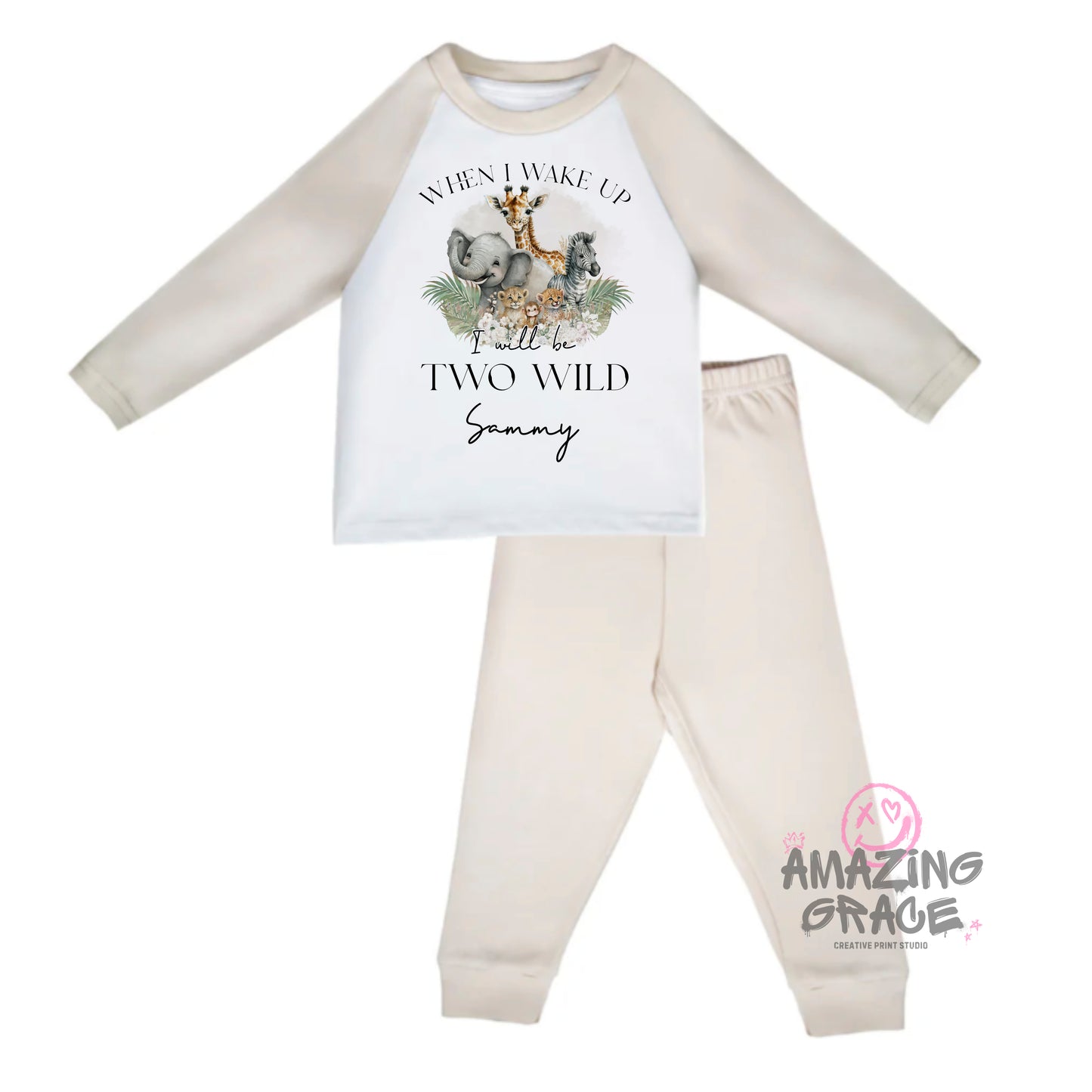 Personalised birthday pyjama's - WILD ONE/TWO WILD SAFARI