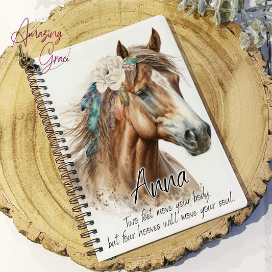 Personalised floral boho horse note book