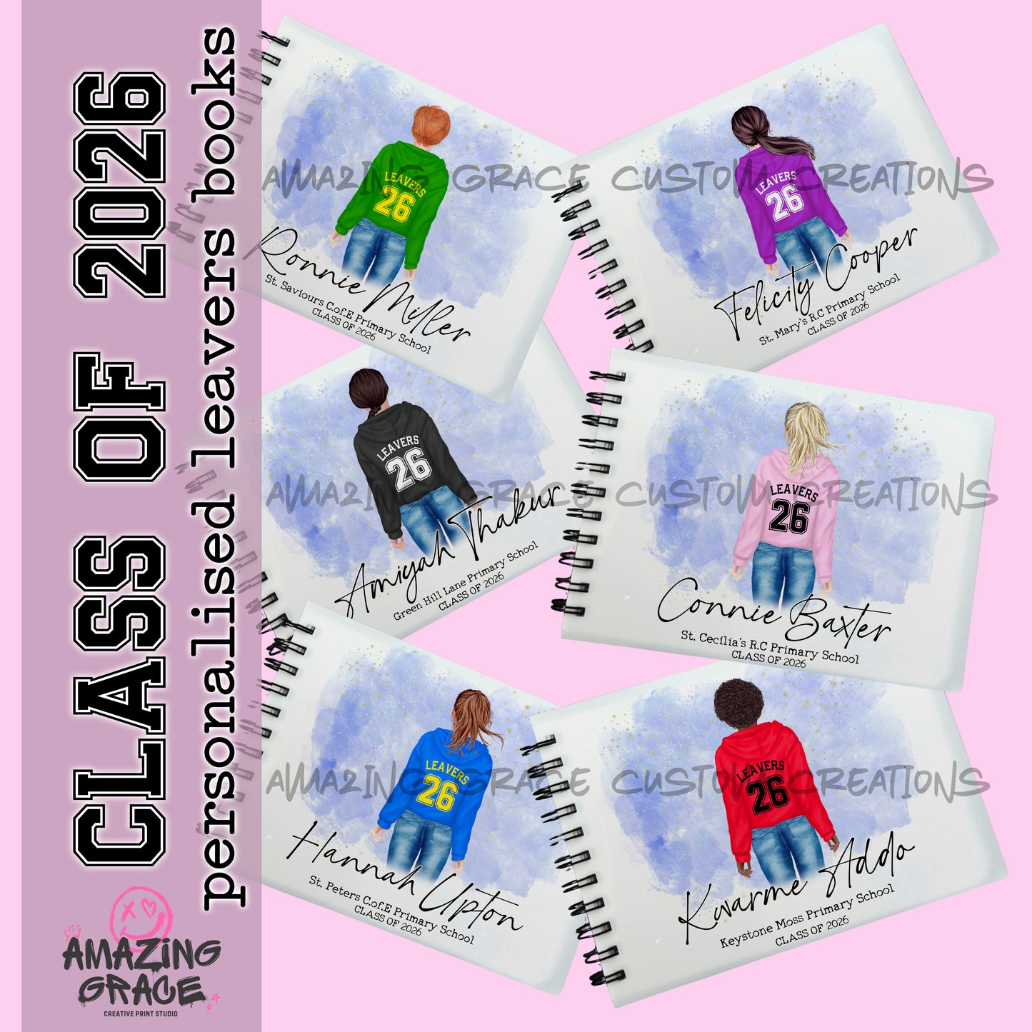 Personalised A6 leavers book - CUSTOMISED FIGURE