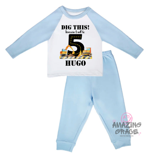 Personalised birthday pyjama's - DIG THIS