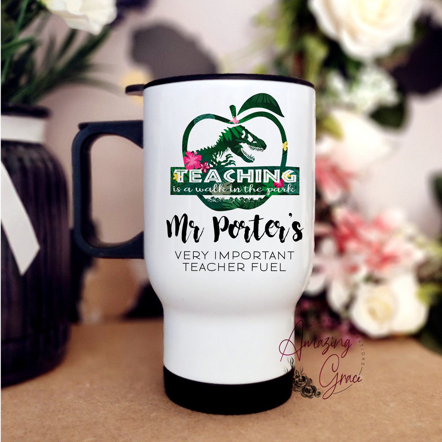 Teachers lidded travel mug - TEACHER FUEL