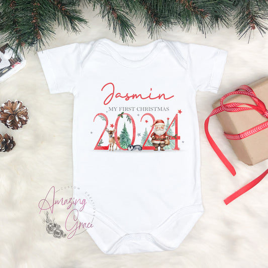 2024 design - 1st Christmas Baby Grow / Sleepsuit