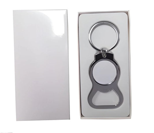 WHOLESALE Metal bottle opener Keyring - Circle/Rectangle