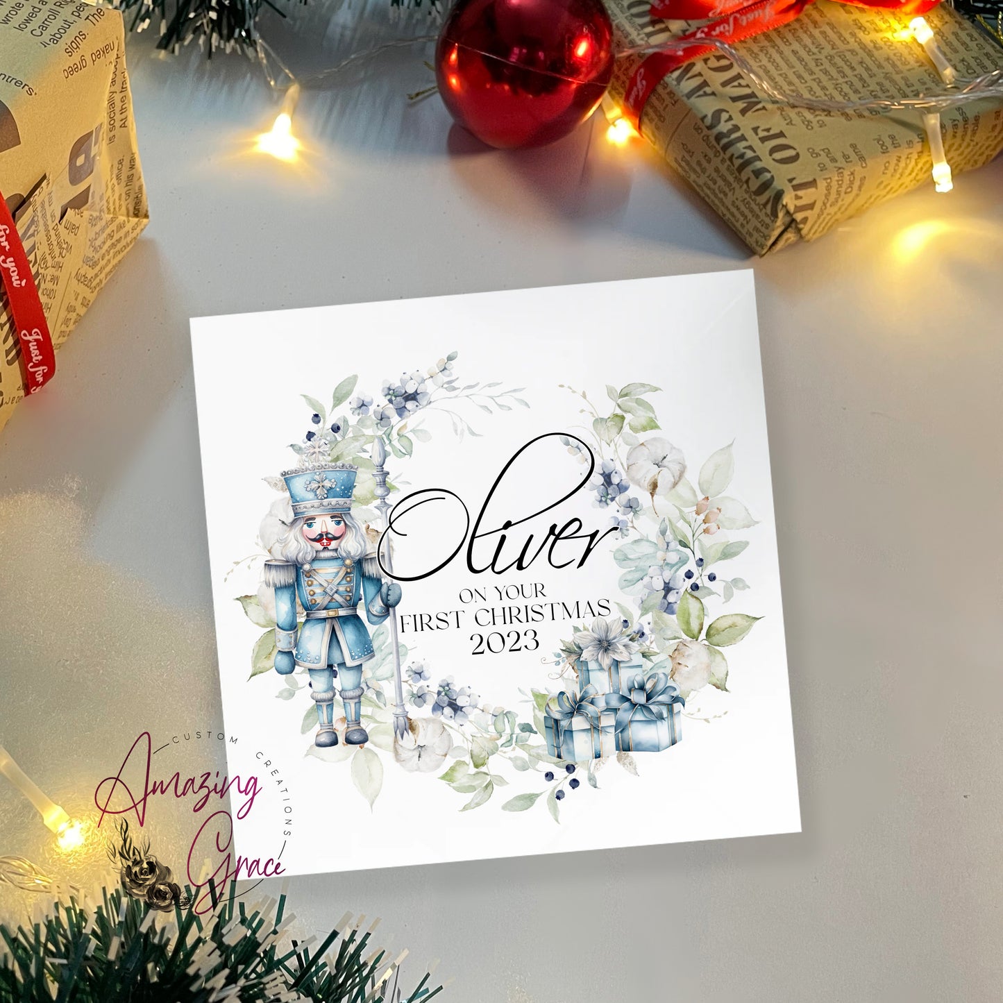 Personalised 1st Christmas card - Nutcracker