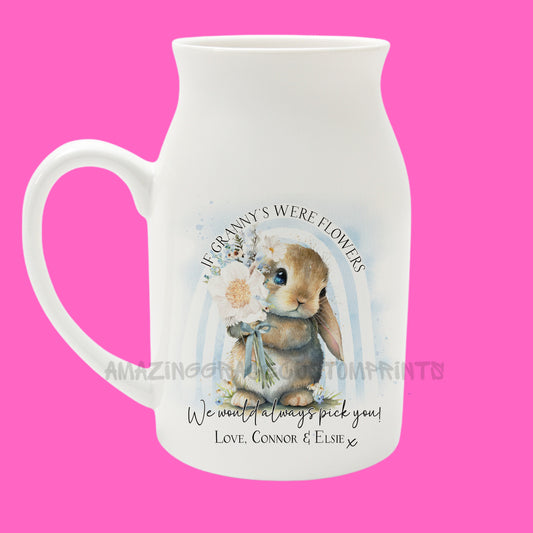 Ceramic Milk Jug/Flower Vase (Bunny) - Personalised