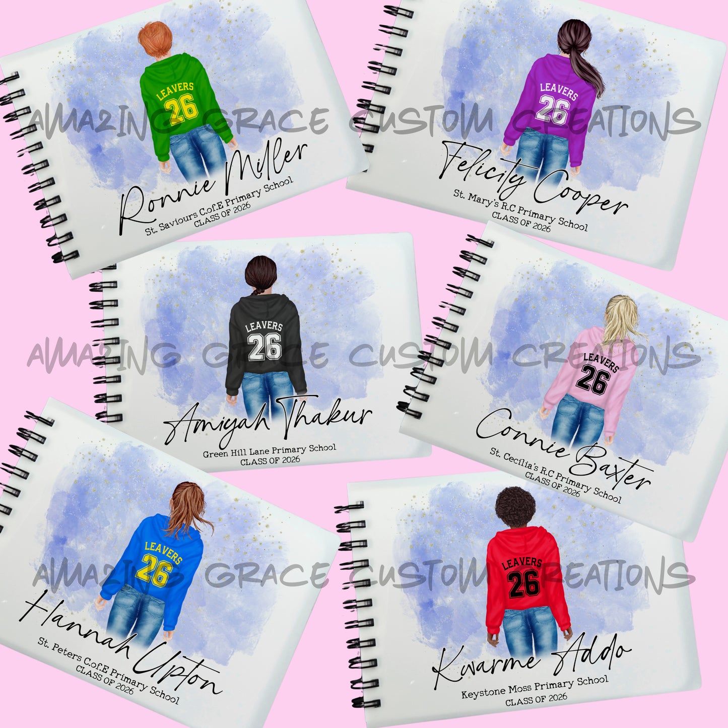 Personalised A6 leavers book - CUSTOMISED FIGURE