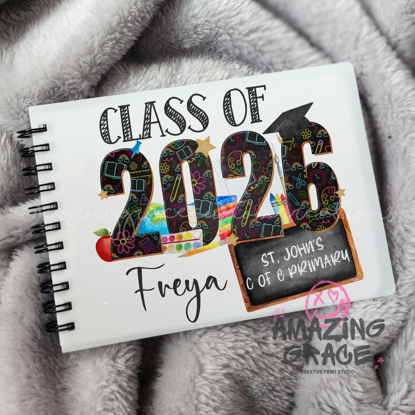 Personalised A6 leavers book - CHALKBOARD