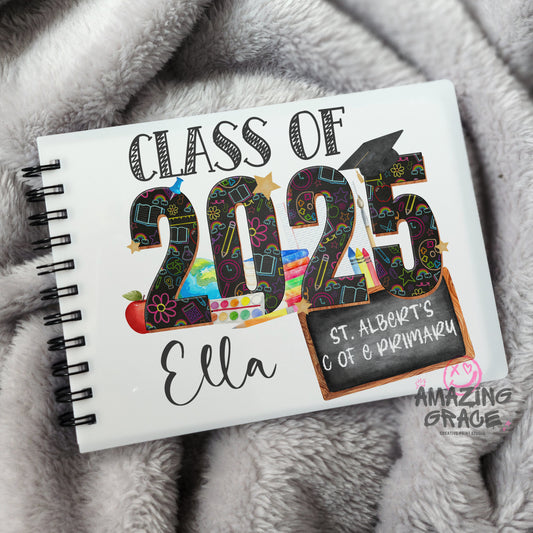 Personalised A6 leavers book - CHALKBOARD