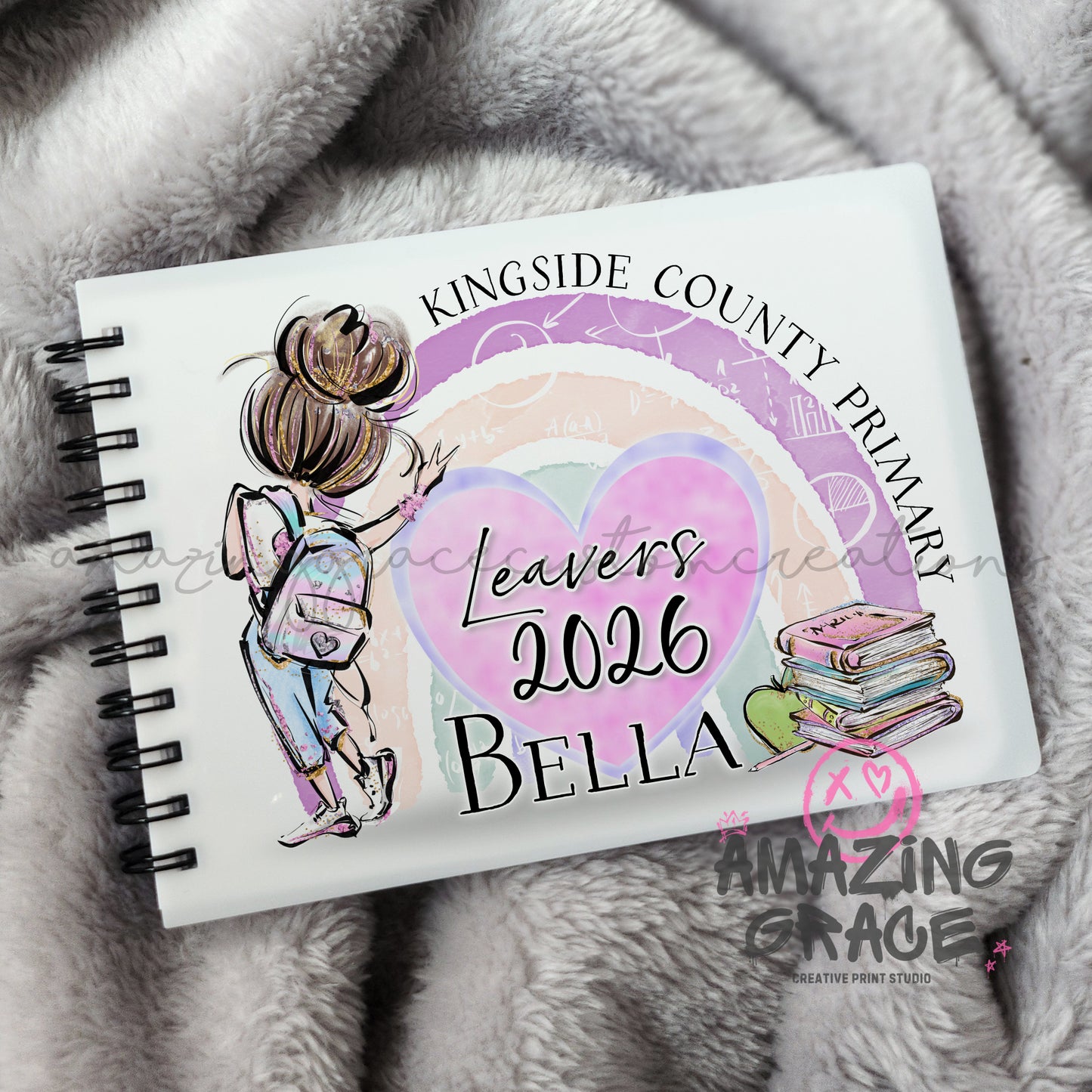 Personalised A6 leavers book - RAINBOW