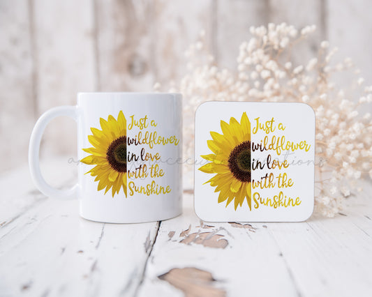 Just a wildflower positivity theme mug & Coaster