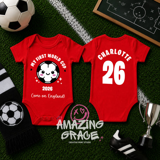MY FIRST WORLD CUP personalised cotton baby vest